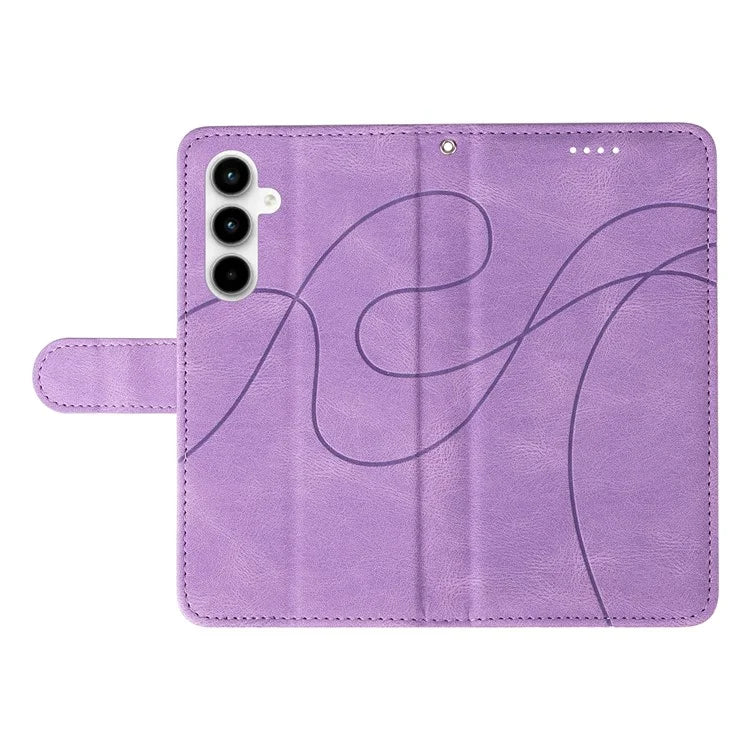 For Samsung Galaxy A35 5G Leather Case Imprinted Line Phone Wallet Cover