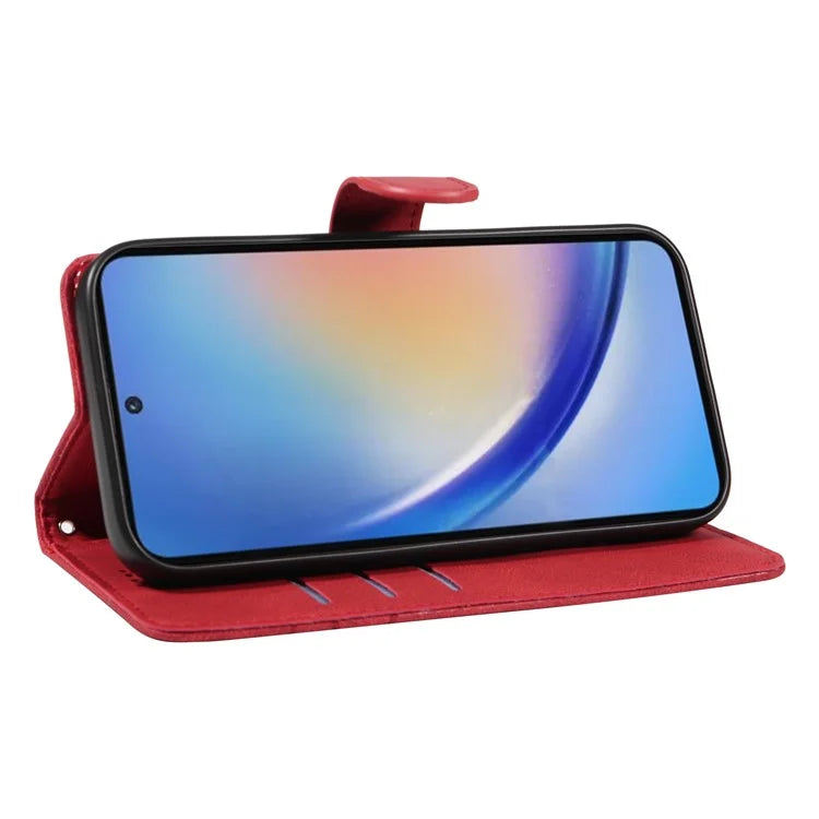 For Samsung Galaxy A35 5G Leather Case Imprinted Line Phone Wallet Cover