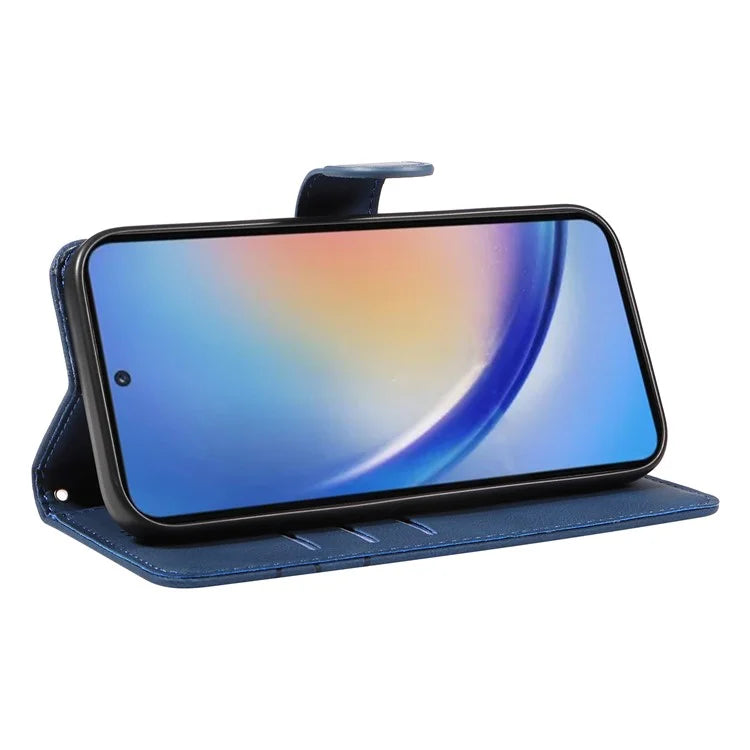 For Samsung Galaxy A35 5G Leather Case Imprinted Line Phone Wallet Cover