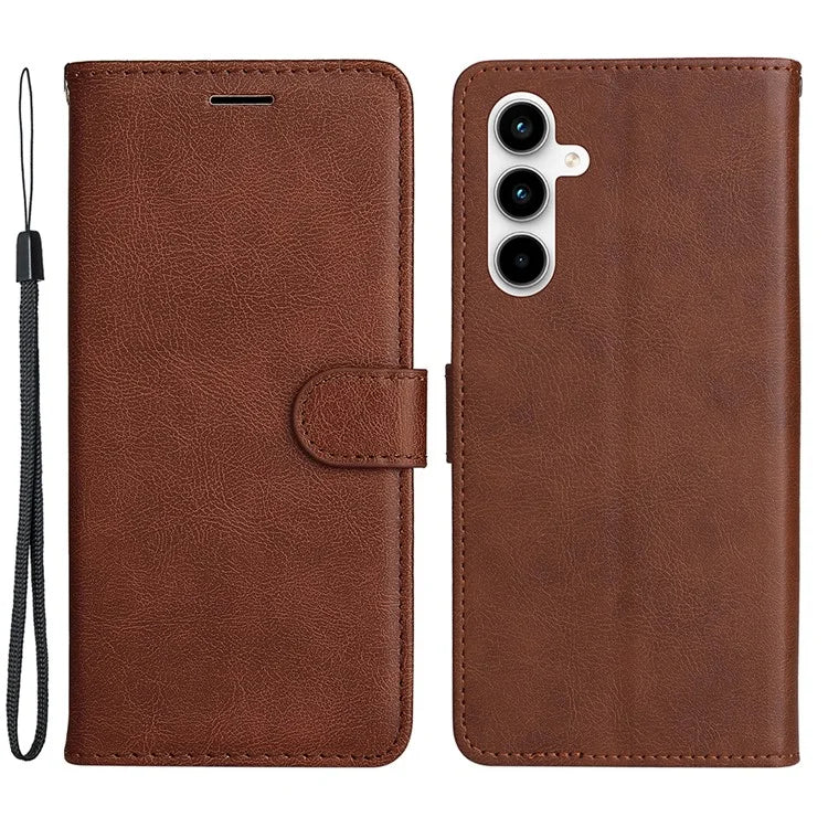 KT Leather Series-2 for Samsung Galaxy A35 5G Magnetic Case Solid Color Cover with Wrist Strap