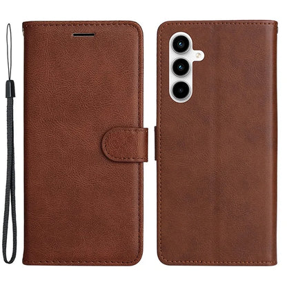 KT Leather Series-2 for Samsung Galaxy A35 5G Magnetic Case Solid Color Cover with Wrist Strap