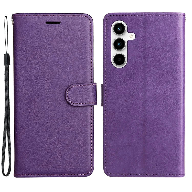 KT Leather Series-2 for Samsung Galaxy A35 5G Magnetic Case Solid Color Cover with Wrist Strap