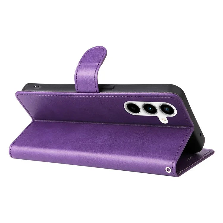 KT Leather Series-2 for Samsung Galaxy A35 5G Magnetic Case Solid Color Cover with Wrist Strap