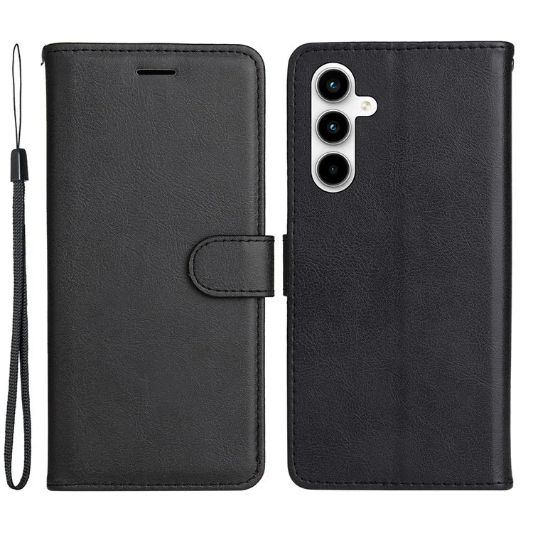 KT Leather Series-2 for Samsung Galaxy A35 5G Magnetic Case Solid Color Cover with Wrist Strap