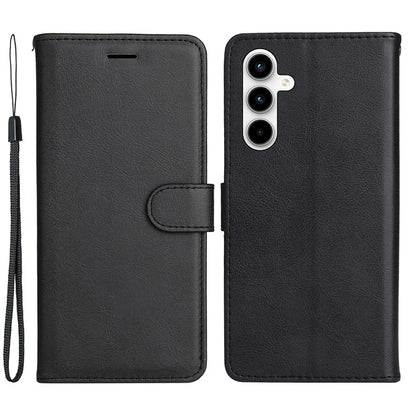 KT Leather Series-2 for Samsung Galaxy A35 5G Magnetic Case Solid Color Cover with Wrist Strap