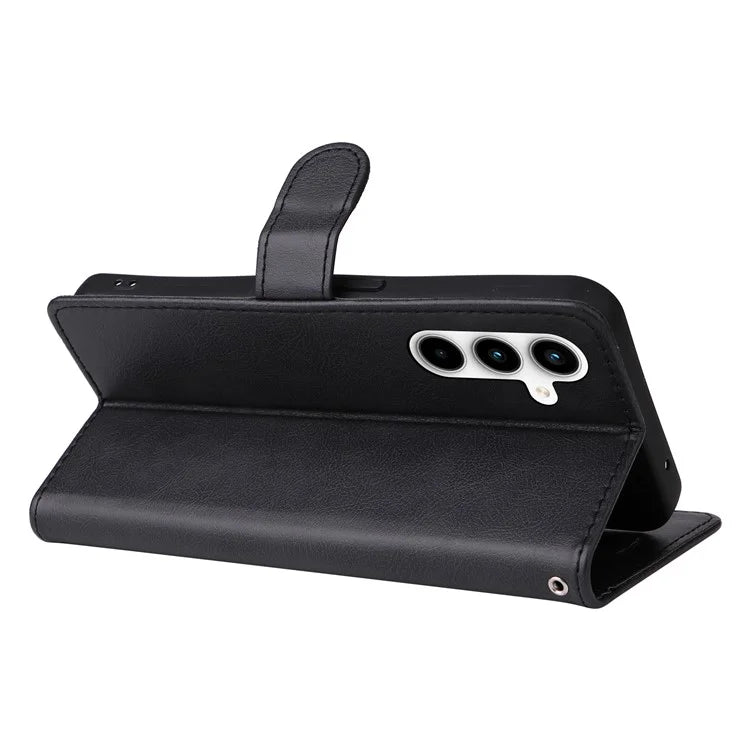 KT Leather Series-2 for Samsung Galaxy A35 5G Magnetic Case Solid Color Cover with Wrist Strap