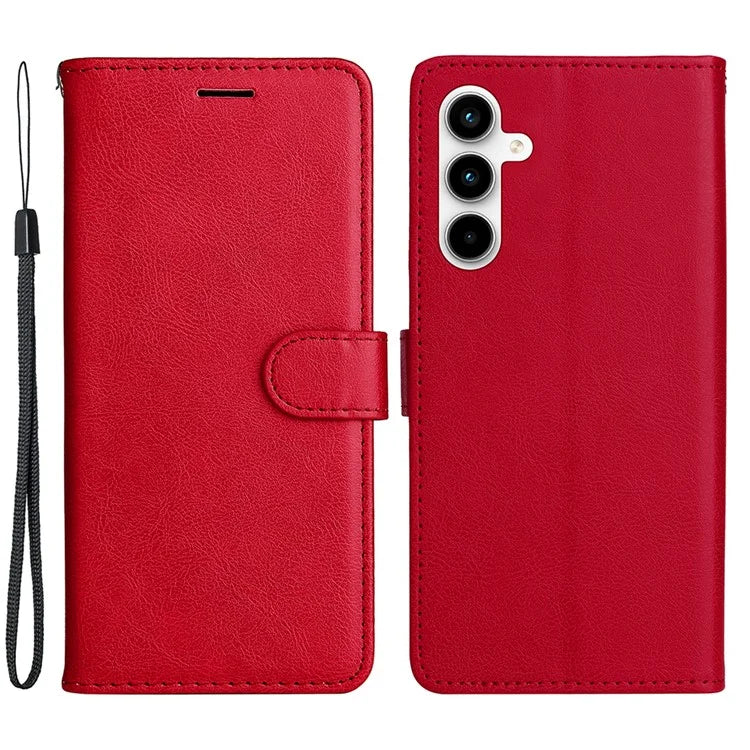 KT Leather Series-2 for Samsung Galaxy A35 5G Magnetic Case Solid Color Cover with Wrist Strap