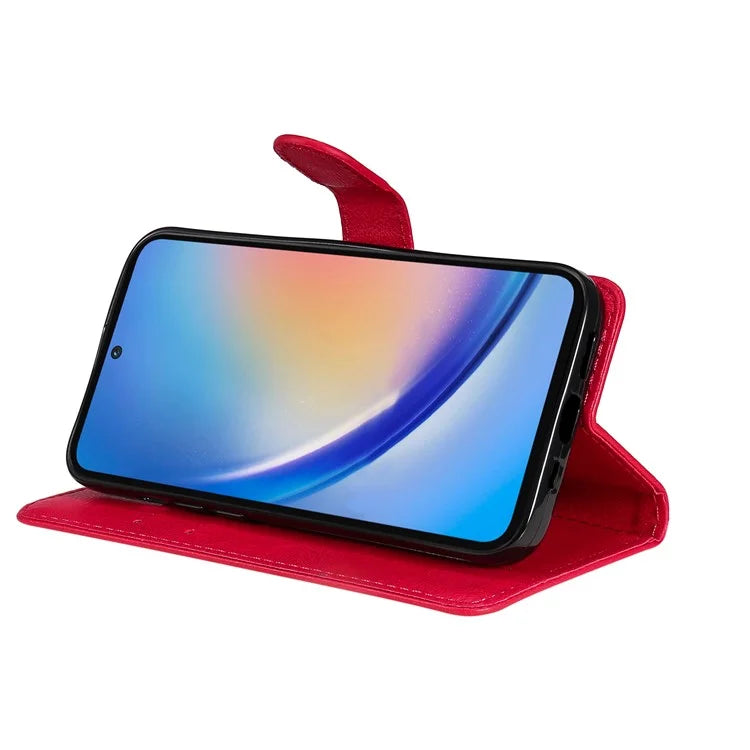 KT Leather Series-2 for Samsung Galaxy A35 5G Magnetic Case Solid Color Cover with Wrist Strap