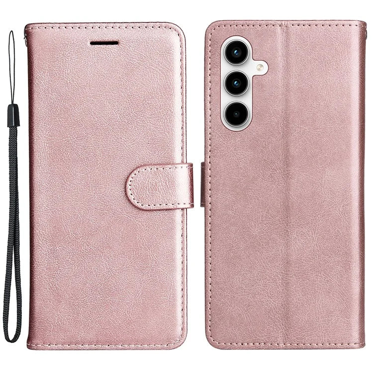 KT Leather Series-2 for Samsung Galaxy A35 5G Magnetic Case Solid Color Cover with Wrist Strap