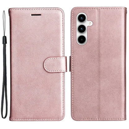 KT Leather Series-2 for Samsung Galaxy A35 5G Magnetic Case Solid Color Cover with Wrist Strap