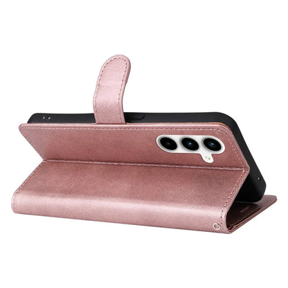 KT Leather Series-2 for Samsung Galaxy A35 5G Magnetic Case Solid Color Cover with Wrist Strap