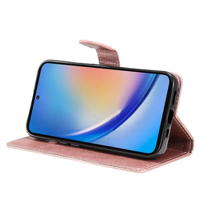 KT Leather Series-2 for Samsung Galaxy A35 5G Magnetic Case Solid Color Cover with Wrist Strap