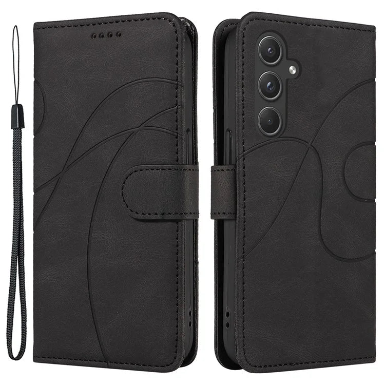 For Samsung Galaxy A55 5G Case Imprinted Line Stand Card Holder Phone Cover