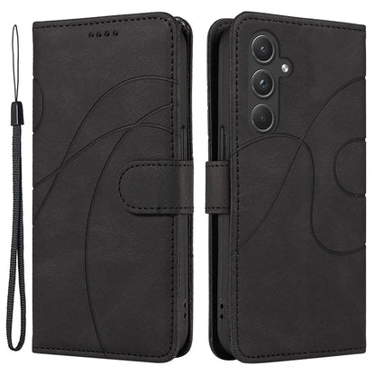 For Samsung Galaxy A55 5G Case Imprinted Line Stand Card Holder Phone Cover