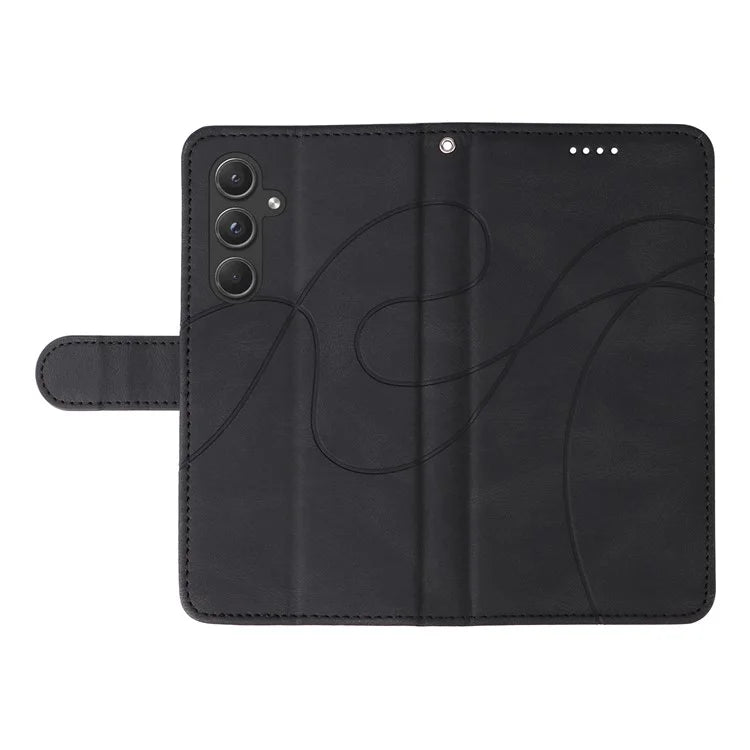 For Samsung Galaxy A55 5G Case Imprinted Line Stand Card Holder Phone Cover