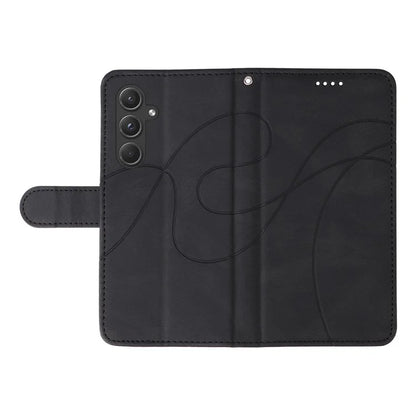 For Samsung Galaxy A55 5G Case Imprinted Line Stand Card Holder Phone Cover