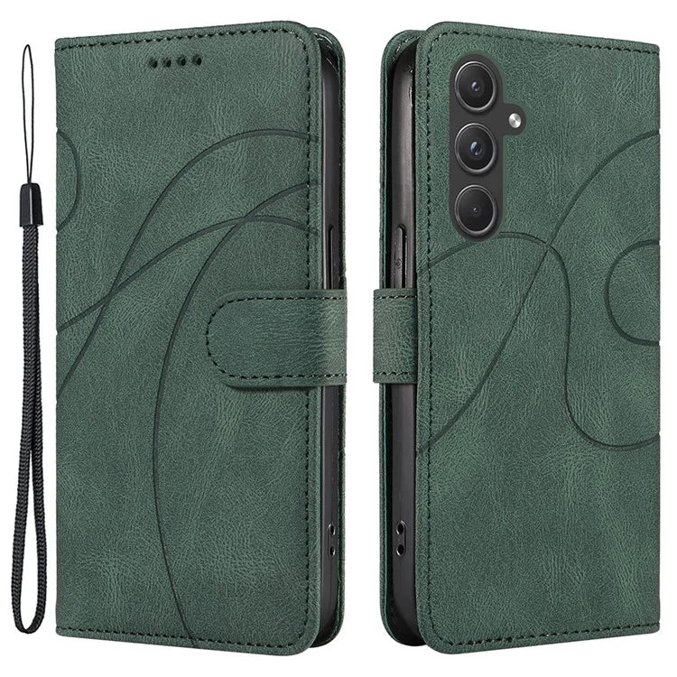 For Samsung Galaxy A55 5G Case Imprinted Line Stand Card Holder Phone Cover