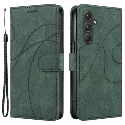 For Samsung Galaxy A55 5G Case Imprinted Line Stand Card Holder Phone Cover