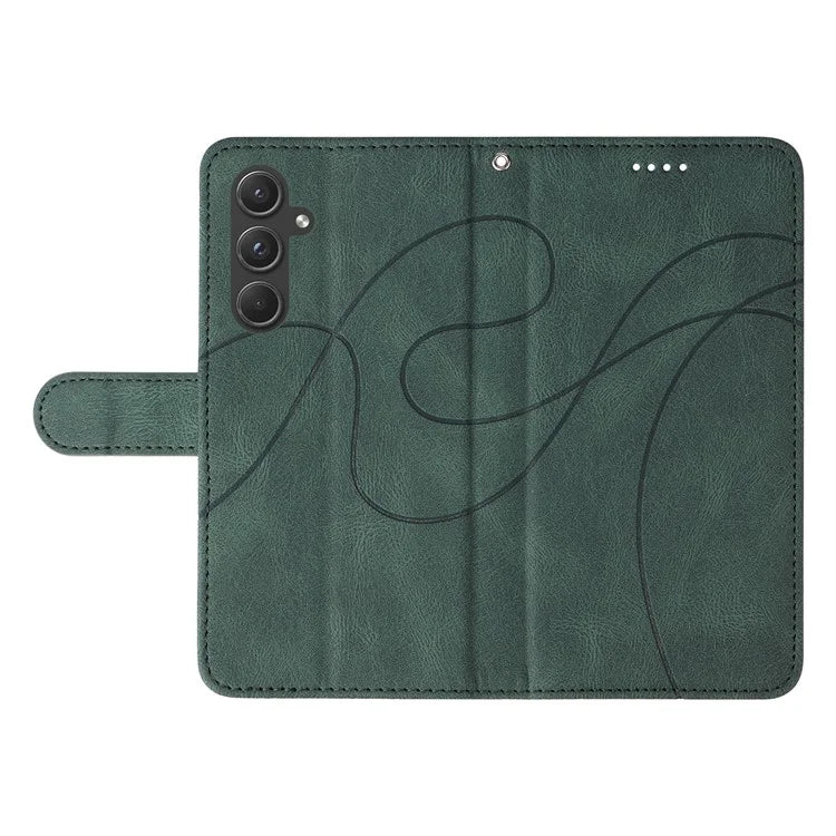 For Samsung Galaxy A55 5G Case Imprinted Line Stand Card Holder Phone Cover