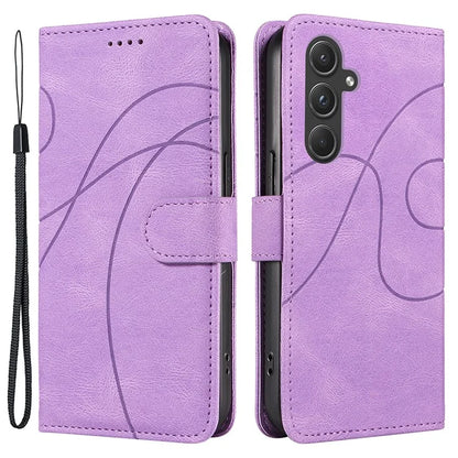 For Samsung Galaxy A55 5G Case Imprinted Line Stand Card Holder Phone Cover