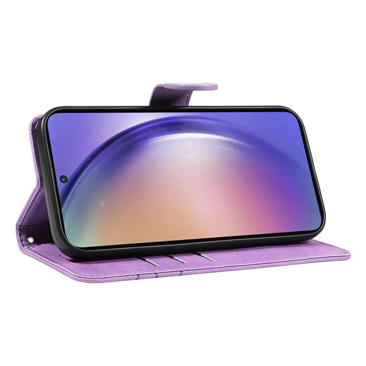 For Samsung Galaxy A55 5G Case Imprinted Line Stand Card Holder Phone Cover