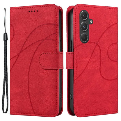 For Samsung Galaxy A55 5G Case Imprinted Line Stand Card Holder Phone Cover