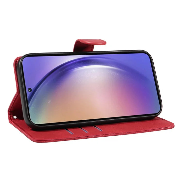For Samsung Galaxy A55 5G Case Imprinted Line Stand Card Holder Phone Cover