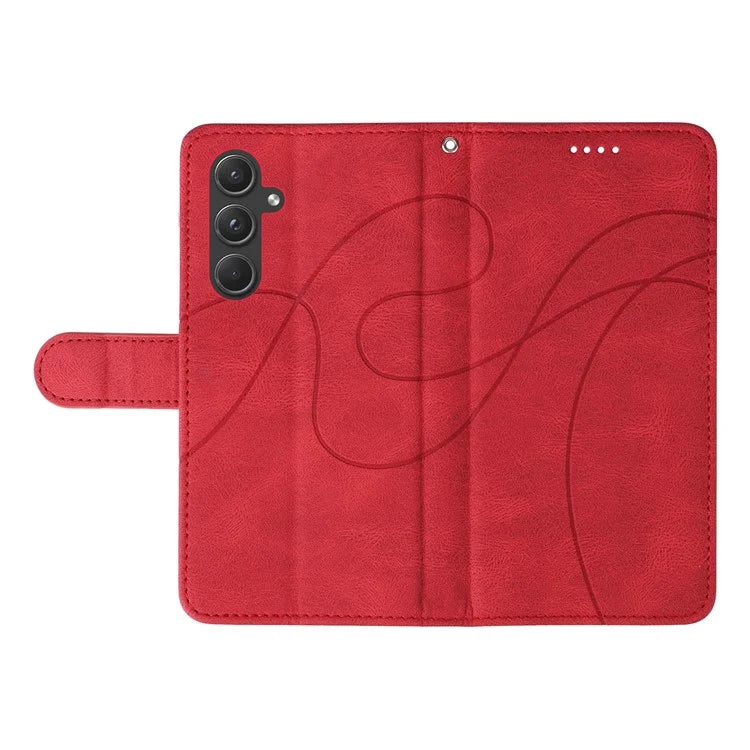 For Samsung Galaxy A55 5G Case Imprinted Line Stand Card Holder Phone Cover
