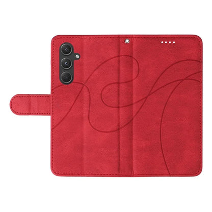 For Samsung Galaxy A55 5G Case Imprinted Line Stand Card Holder Phone Cover