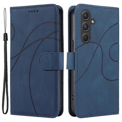 For Samsung Galaxy A55 5G Case Imprinted Line Stand Card Holder Phone Cover