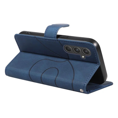 For Samsung Galaxy A55 5G Case Imprinted Line Stand Card Holder Phone Cover