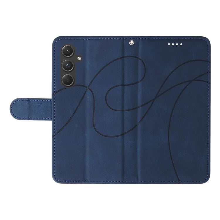 For Samsung Galaxy A55 5G Case Imprinted Line Stand Card Holder Phone Cover