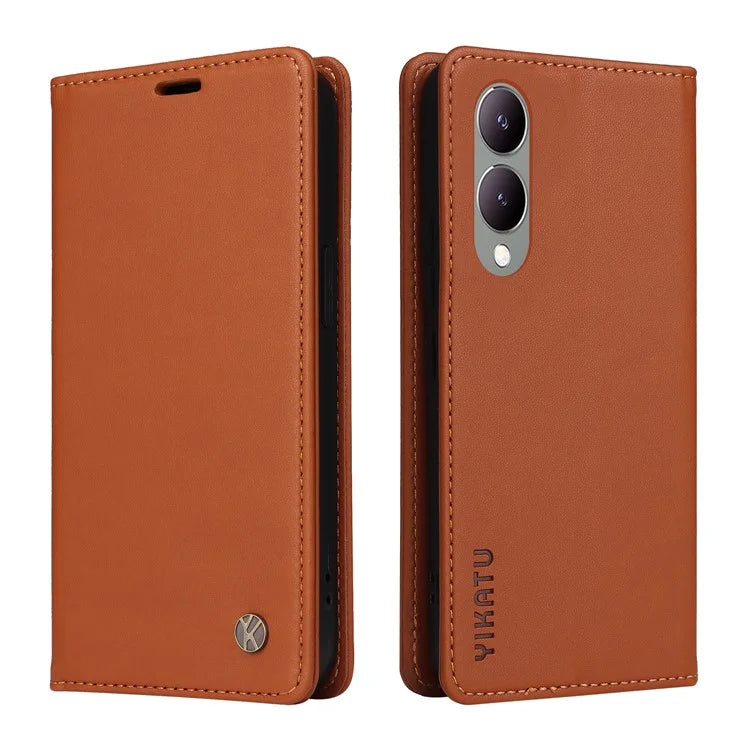YIKATU YK-001 For vivo Y17s 4G Magnetic Case Leather Wallet Card Slots Phone Cover