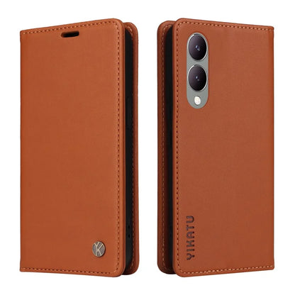 YIKATU YK-001 For vivo Y17s 4G Magnetic Case Leather Wallet Card Slots Phone Cover