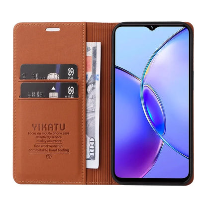 YIKATU YK-001 For vivo Y17s 4G Magnetic Case Leather Wallet Card Slots Phone Cover