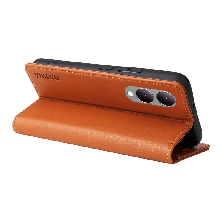 YIKATU YK-001 For vivo Y17s 4G Magnetic Case Leather Wallet Card Slots Phone Cover