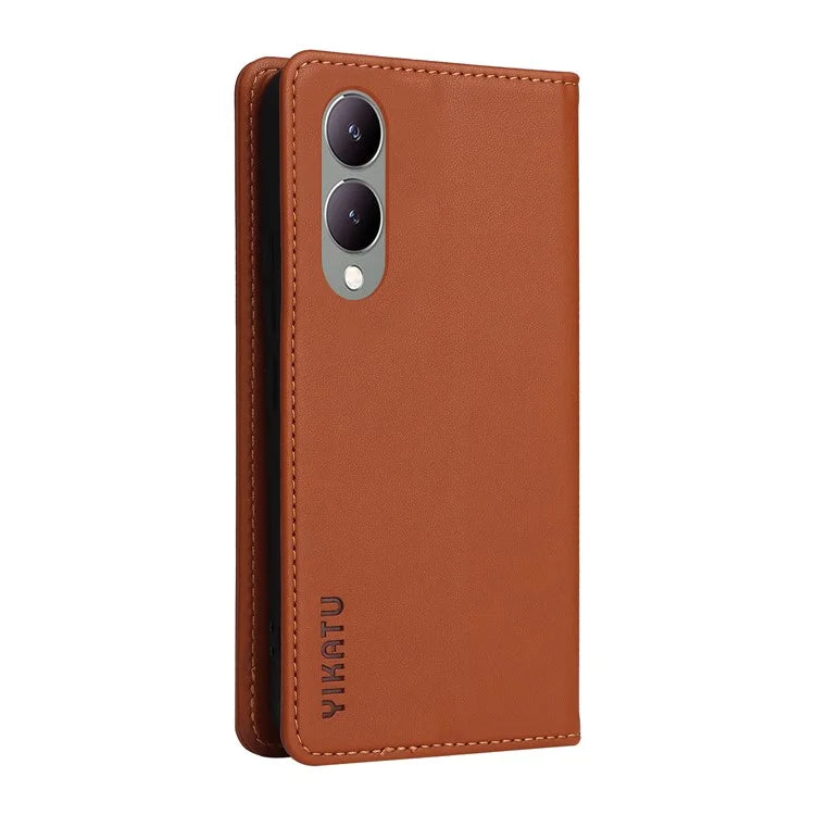 YIKATU YK-001 For vivo Y17s 4G Magnetic Case Leather Wallet Card Slots Phone Cover