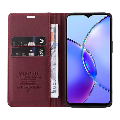 YIKATU YK-001 For vivo Y17s 4G Magnetic Case Leather Wallet Card Slots Phone Cover