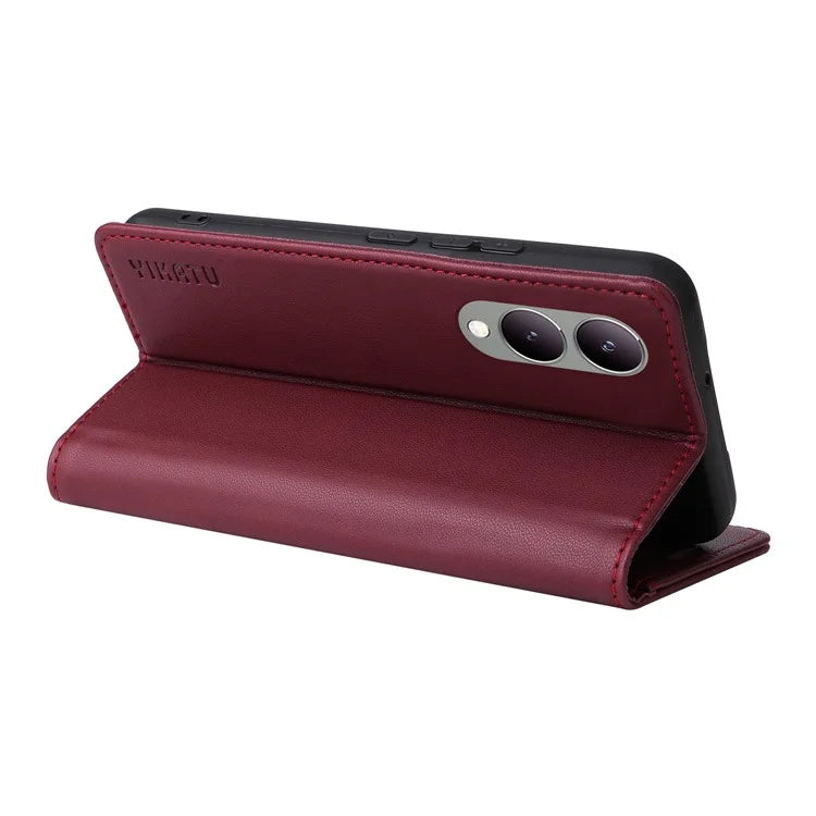 YIKATU YK-001 For vivo Y17s 4G Magnetic Case Leather Wallet Card Slots Phone Cover