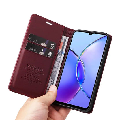 YIKATU YK-001 For vivo Y17s 4G Magnetic Case Leather Wallet Card Slots Phone Cover