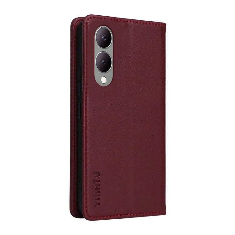 YIKATU YK-001 For vivo Y17s 4G Magnetic Case Leather Wallet Card Slots Phone Cover