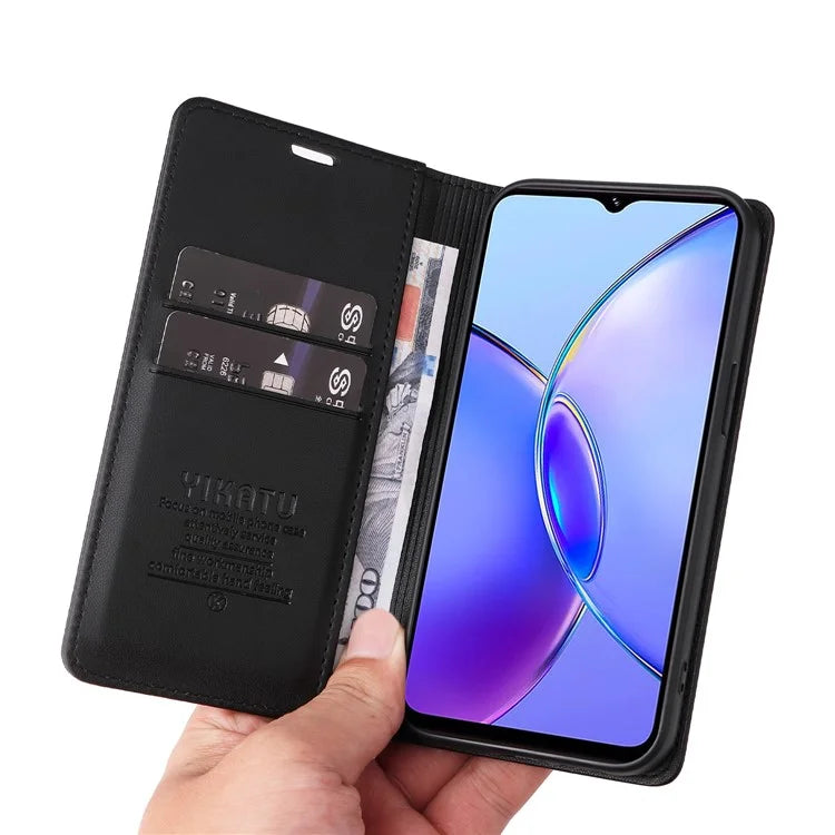 YIKATU YK-001 For vivo Y17s 4G Magnetic Case Leather Wallet Card Slots Phone Cover