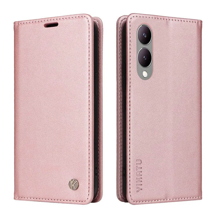 YIKATU YK-001 For vivo Y17s 4G Magnetic Case Leather Wallet Card Slots Phone Cover