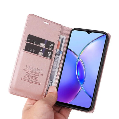 YIKATU YK-001 For vivo Y17s 4G Magnetic Case Leather Wallet Card Slots Phone Cover