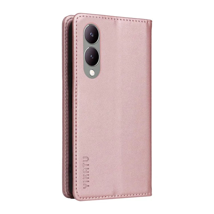 YIKATU YK-001 For vivo Y17s 4G Magnetic Case Leather Wallet Card Slots Phone Cover