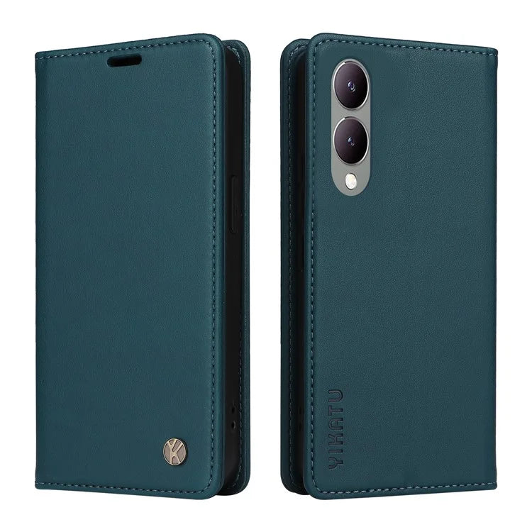 YIKATU YK-001 For vivo Y17s 4G Magnetic Case Leather Wallet Card Slots Phone Cover