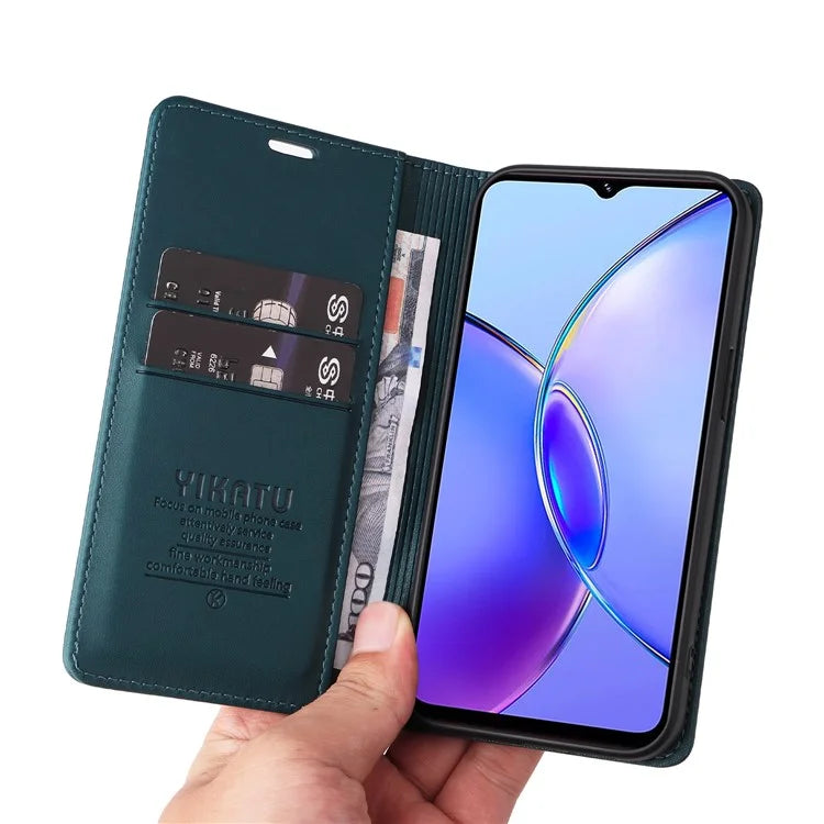 YIKATU YK-001 For vivo Y17s 4G Magnetic Case Leather Wallet Card Slots Phone Cover