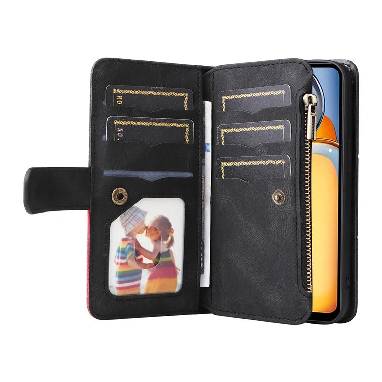 KT Multi-function Series-5 For Xiaomi Redmi 13C 4G / Poco C65 4G Case Dual Color Splicing Leather Cover