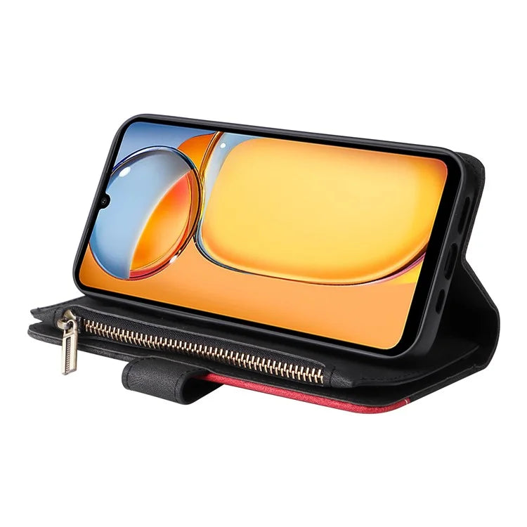 KT Multi-function Series-5 For Xiaomi Redmi 13C 4G / Poco C65 4G Case Dual Color Splicing Leather Cover