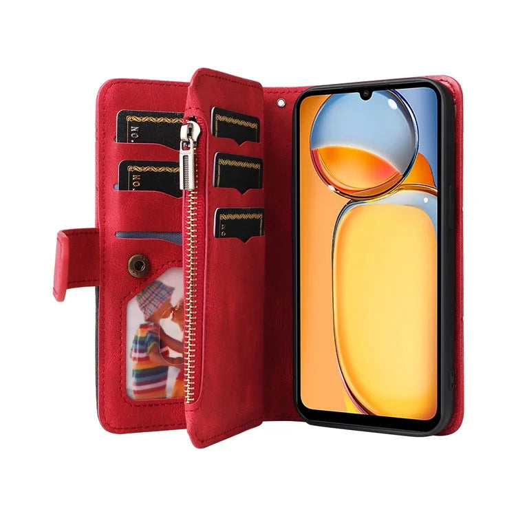 KT Multi-function Series-5 For Xiaomi Redmi 13C 4G / Poco C65 4G Case Dual Color Splicing Leather Cover